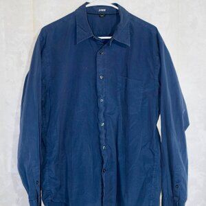 J. Crew Men's Large Blue Solid Long Sleeve Button-Up Casual Shirt